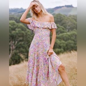 Spell Pastel Floral Off-Shoulder Maxi Dress